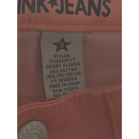 Celebrity Pink Jeans Low Rise Skinny Desert Flower Peach Colored Pants Size 3 - Picture 3 of 6
